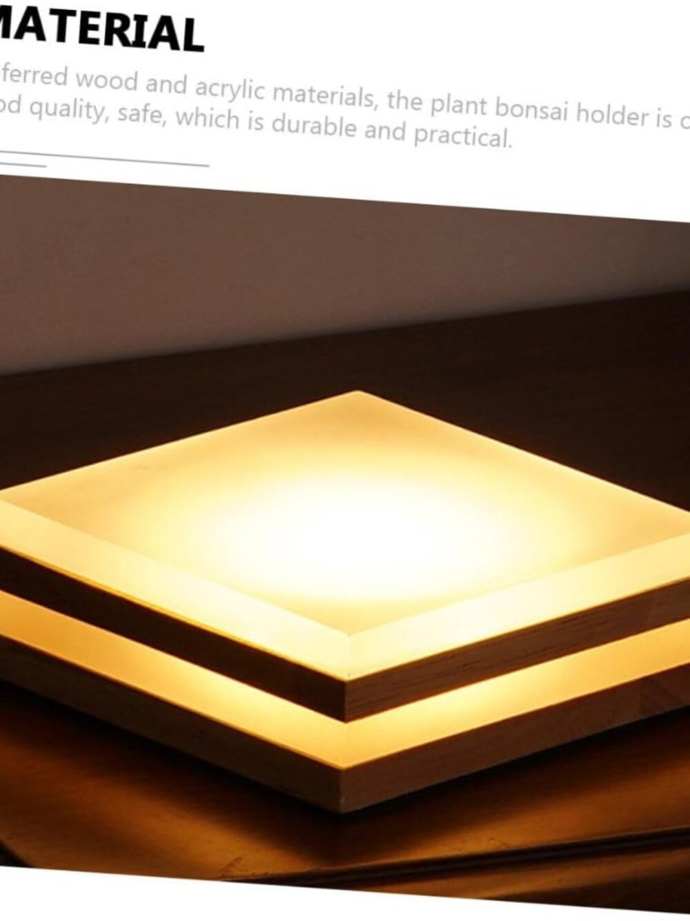 LED Square Bedise Table Lamp USB Acrylic Wooden Desk Night Light for Bedroom